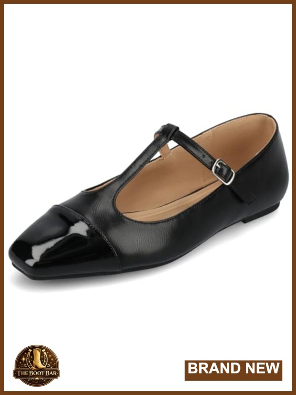 Journee Collection Womens Theah Mary Jane Buckle T-Strap Dress Flats Cushioned